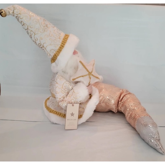 Coastal Nautical Mermaid Santa Shelf Sitter Christmas Holiday Gold Merman Lux - Picture 4 of 10